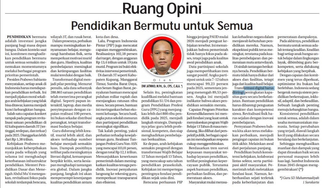Investasi dalam pendidikan, termasuk investasi pada kesejahteraan para gurunya adalah investasi jangka panjang bagi kemajuan bangsa