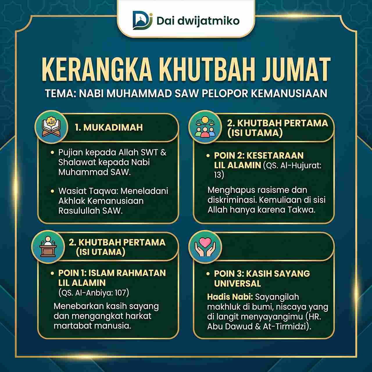 Khatib berwasiat kepada diri pribadi dan kepada jamaah sekalian untuk senantiasa memperkokoh takwa kepada Allah SWT