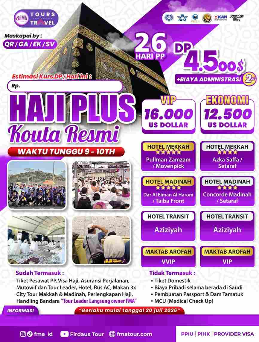 Haji Plus (atau Haji Khusus) adalah program resmi berizin Kementerian Agama yang menawarkan masa tunggu lebih cepat dibandingkan haji reguler