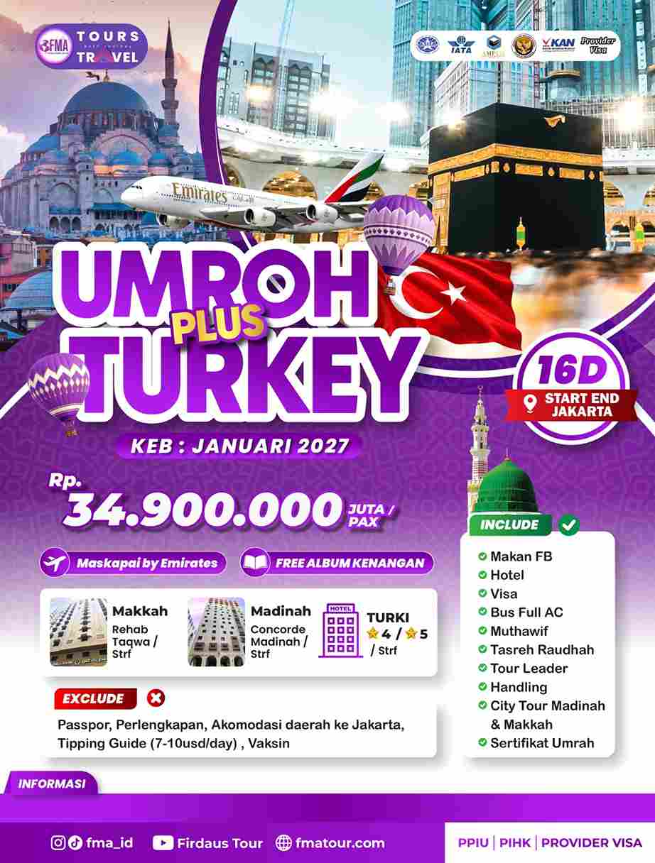 Wujudkan impian ibadah Haji, Umroh, dan Wisata Halal Anda dengan layanan profesional, aman, dan penuh keberkahan.